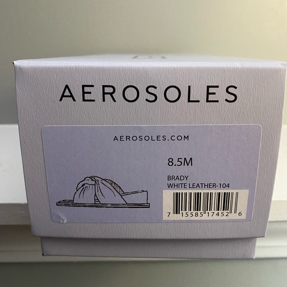 Aerosoles Brady White Leather Slip On Sandal - size 8.5 - Picture 5 of 6